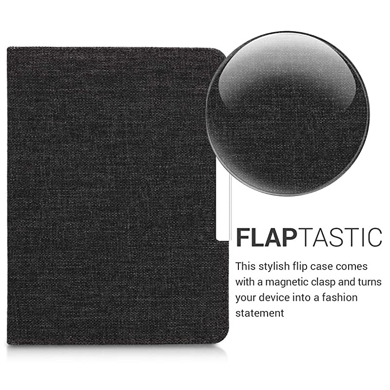 Case Compatible with Kobo Clara HD Book Style Fabric eReader Cover Flip Folio Case Dark Grey