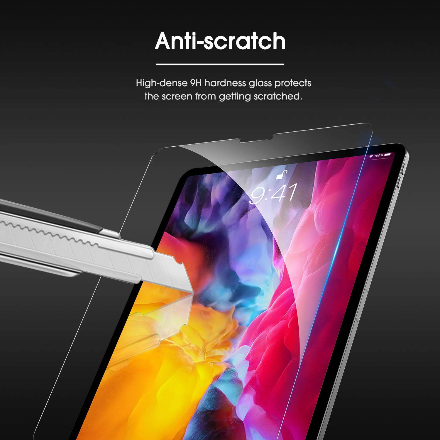 OMOTON [2 Pack] Screen Protector Compatible with iPad Pro 11 2020 2018 (1st and 2nd Generation) [Work with Face ID & Apple Pencil] - Tempered Glass/High Definition / 9H Hardness