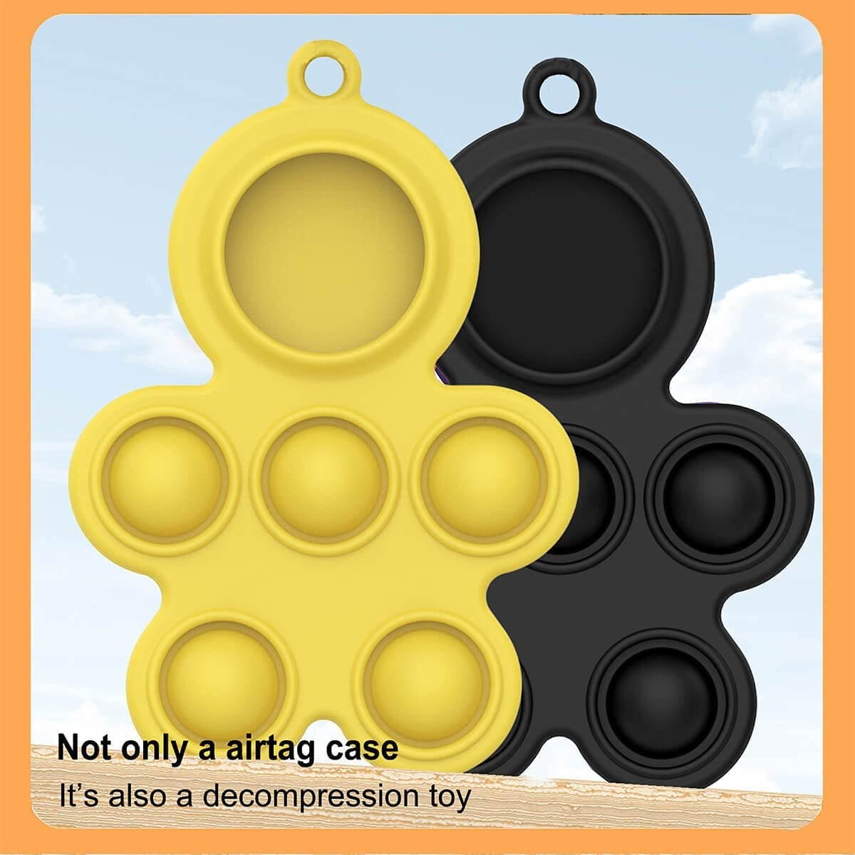 FARSH 3 Pack Silicone Protective Case Compatible Apple AirTags 2021 Tracker, Stress Relief Push POP Bubble Sensory Fidget Toys, Lightweight AirTag Case Cover Holder with Keychain for Dog Collar pet