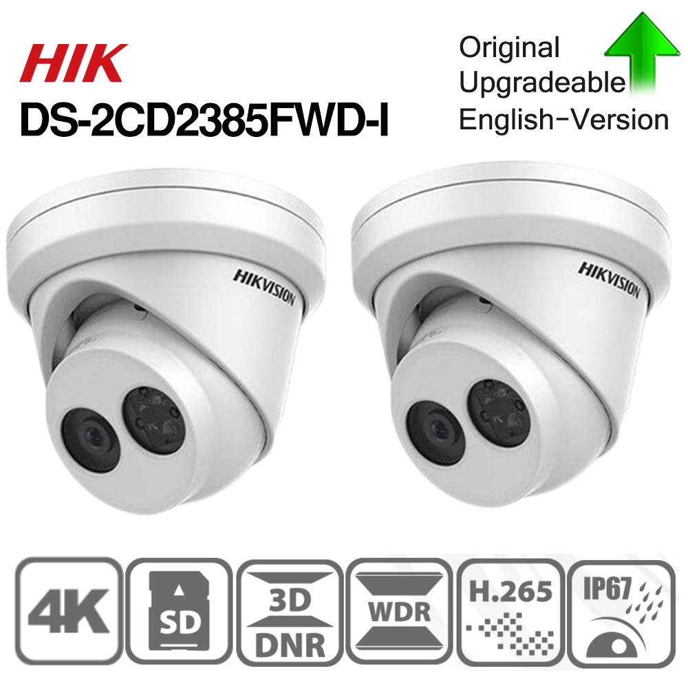 Hikvision 8MP Dome IP PoE Security Camera DS-2CD2385FWD-I 2.8MM Lens 4K UltraHD Outdoor Security POE IP Dome Camera Onvif EXIR 98ft Night Vision Turret Camera with Card Slot IP67 Waterproof, 1-Pack