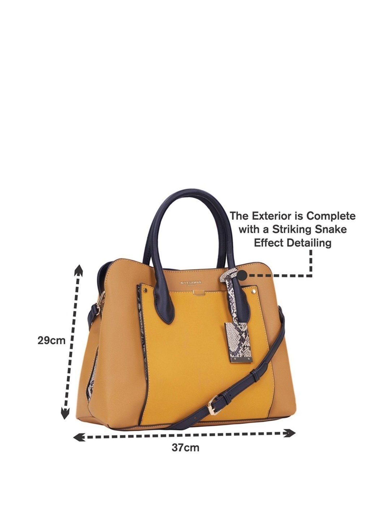 Accessorize London Women's Faux Leather Yellow Tessa work Tote bag