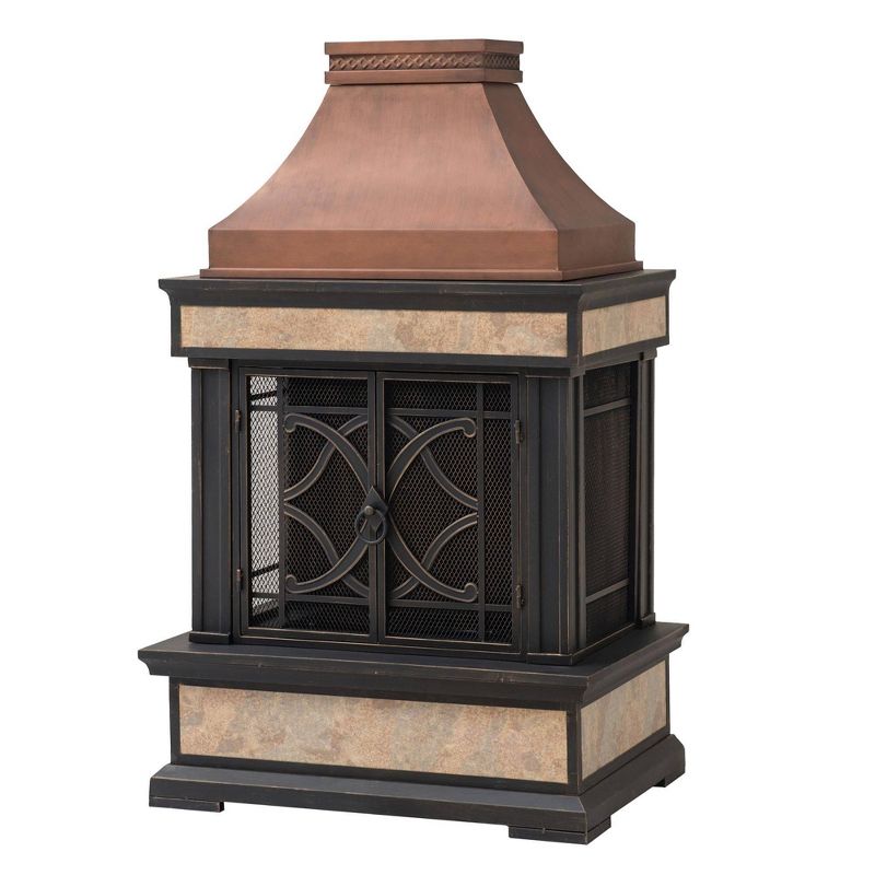 Tobago Deep Bowl Pit Steel Outdoor Fireplace Brown - Sunjoy