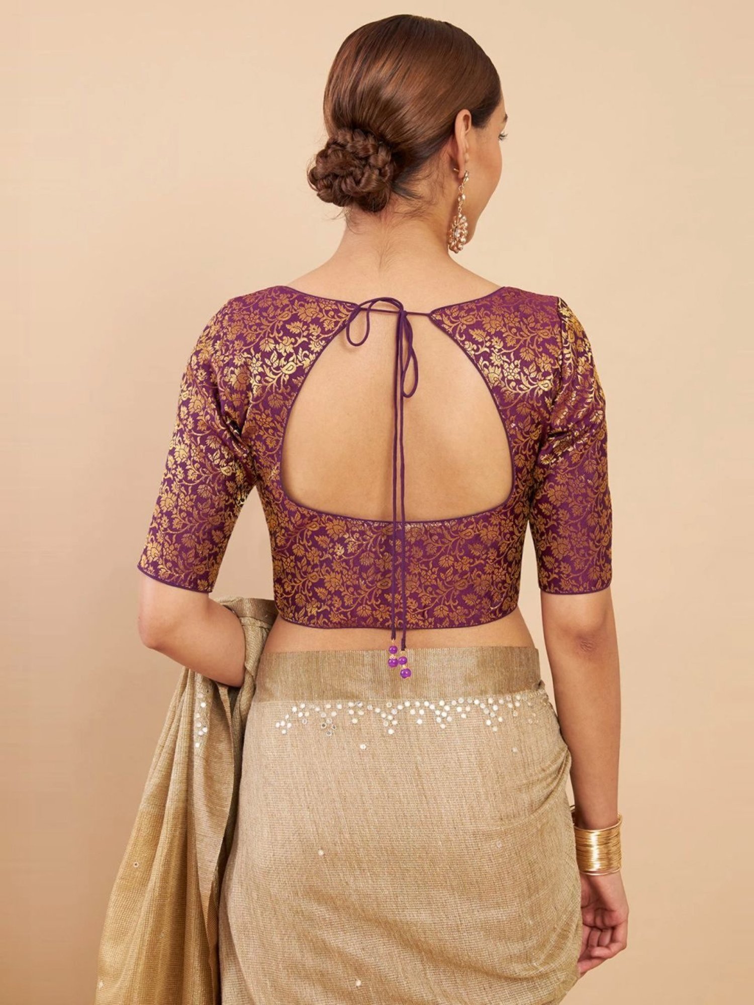 Soch Purple Woven Pattern Readymade Blouse