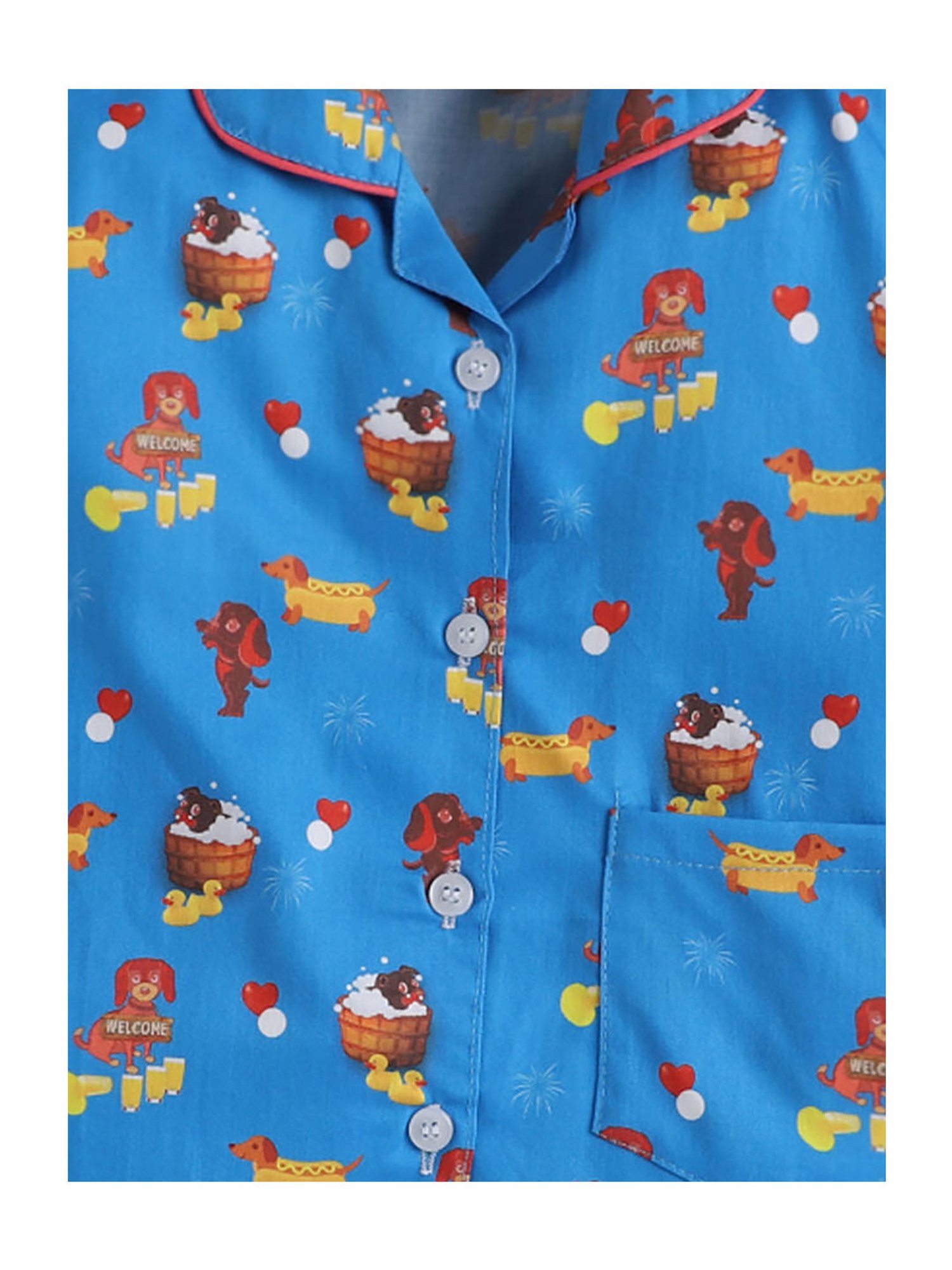 The Magic Wand Boys Blue Printed Shirt with Pyjamas