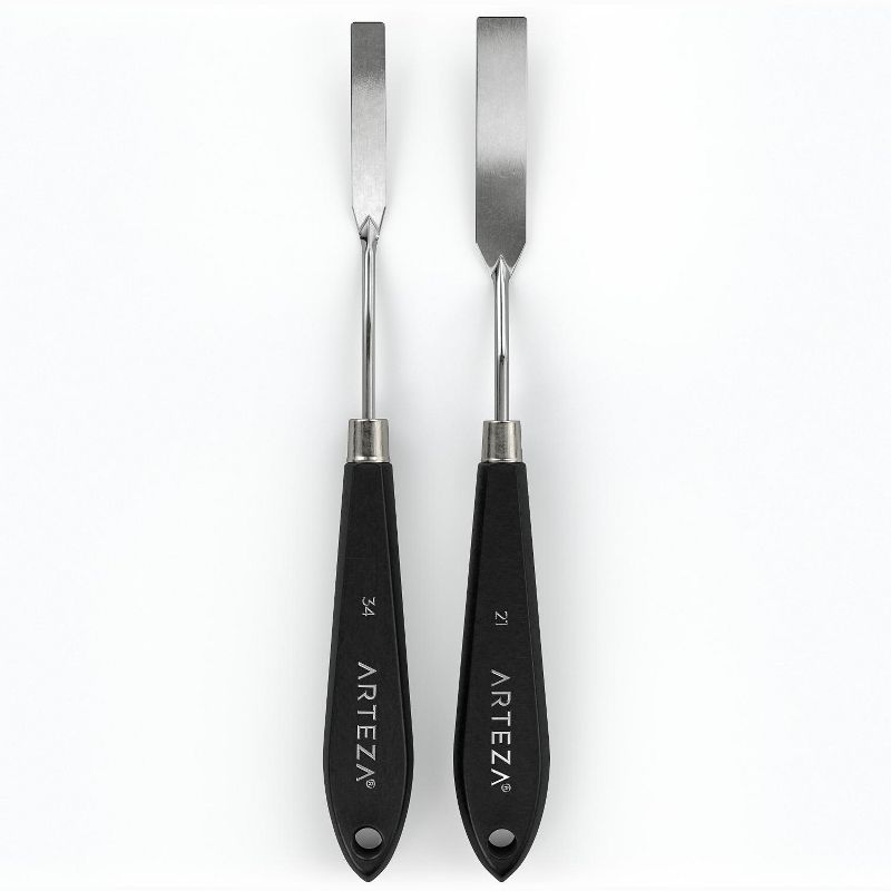 Arteza Palette Knives Art Tool Supply Set for Mixing and Applying Paint, #21 and #34 - 2 Pack (ARTZ-3632)
