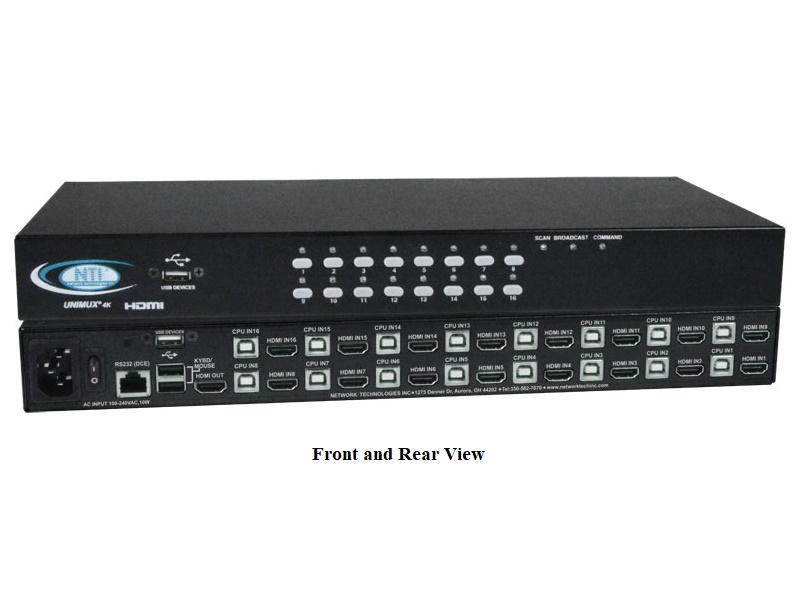 NTI unimux-hd4k-16 16-Port 4K HDMI USB KVM Switch