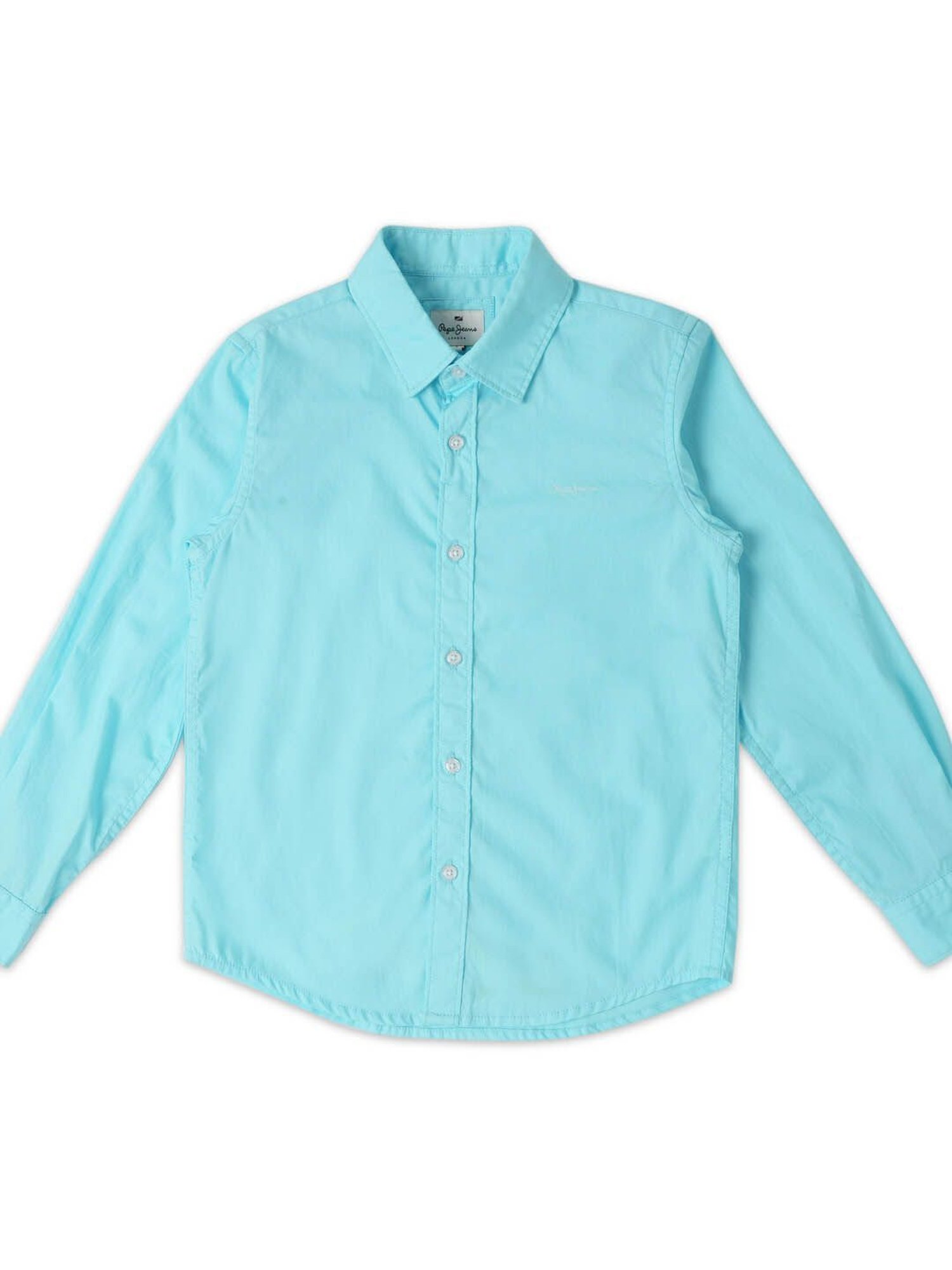 Pepe Jeans Boys Blue Solid Full Sleeves Shirt