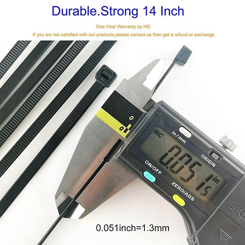 Plastic Zip Wire Ties Black Nylon Cable Zip Ties for Fencing Travel Outdoor Purpose Cable Ties 14 Inch 50 LBS UV Resistant 100 Pieces