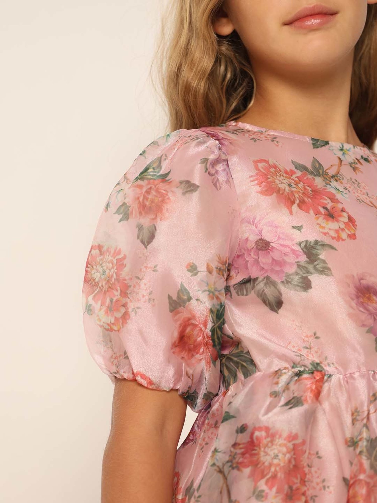 VERO MODA GIRL Pink & Green Floral Print Dress