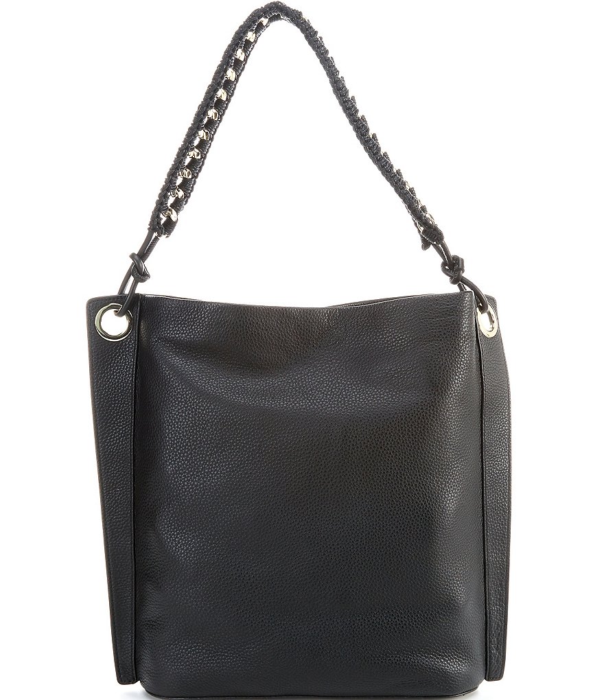 Vince Camuto Lenza Leather Crochet Strap Hobo Bag