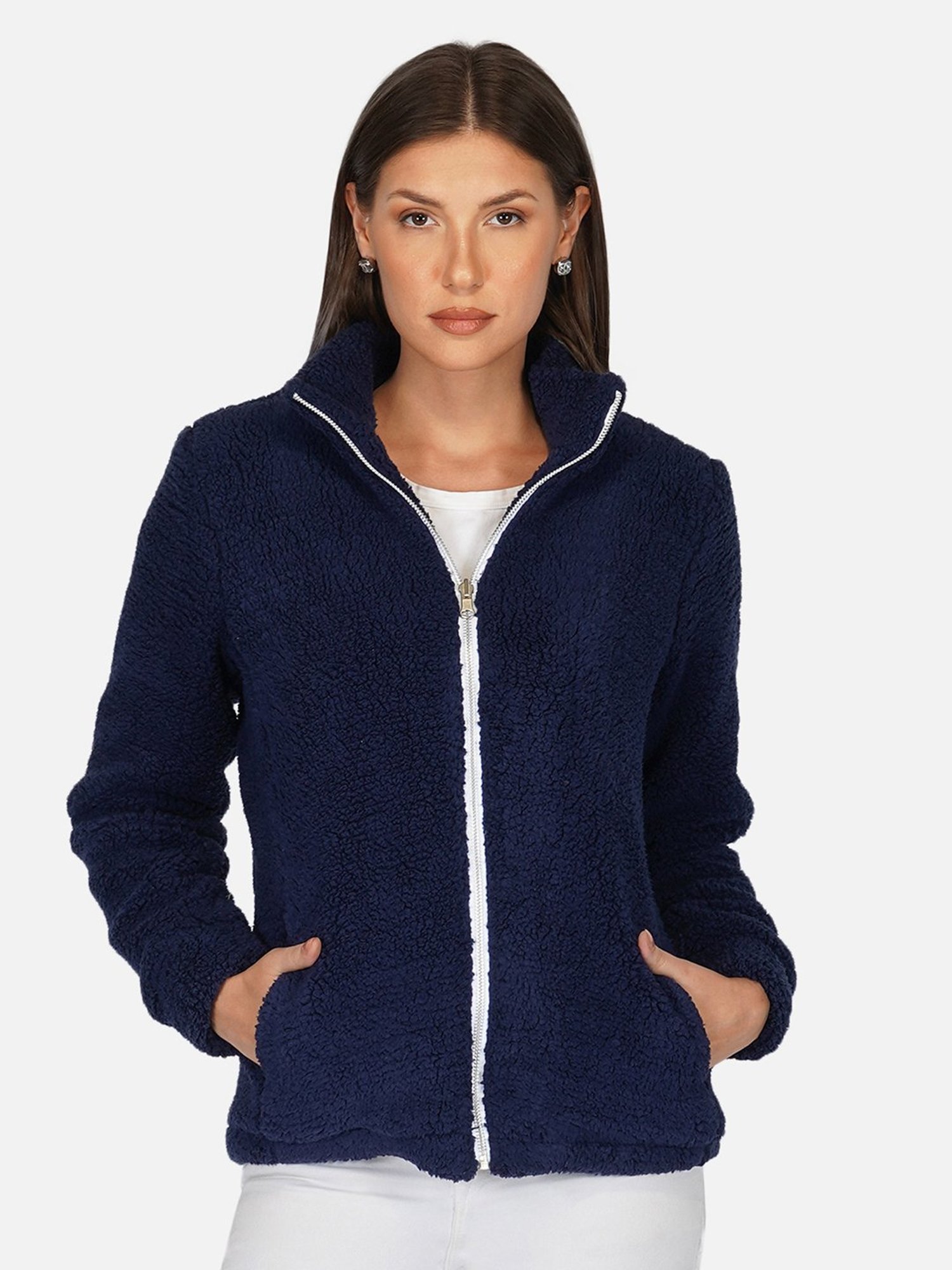 PURYS Navy High Neck Jacket