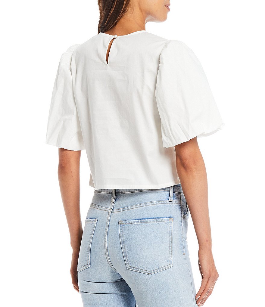 Gianni Bini Woven Luna Puff Sleeve Blouse