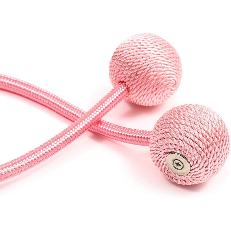 Juvale 4-Pack Window Curtain Tiebacks Magnetic Hook, Decorative Rope Curtain Holdback Tie Backs Holders, Pink, 19 inch
