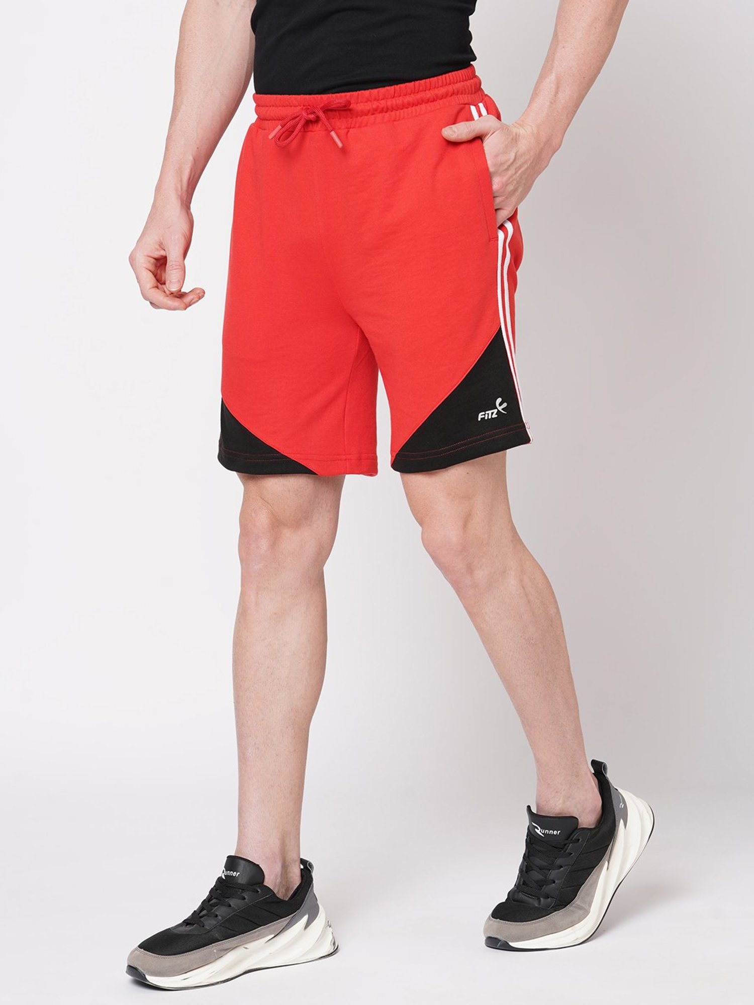 Fitz Red Slim Fit Striped Shorts