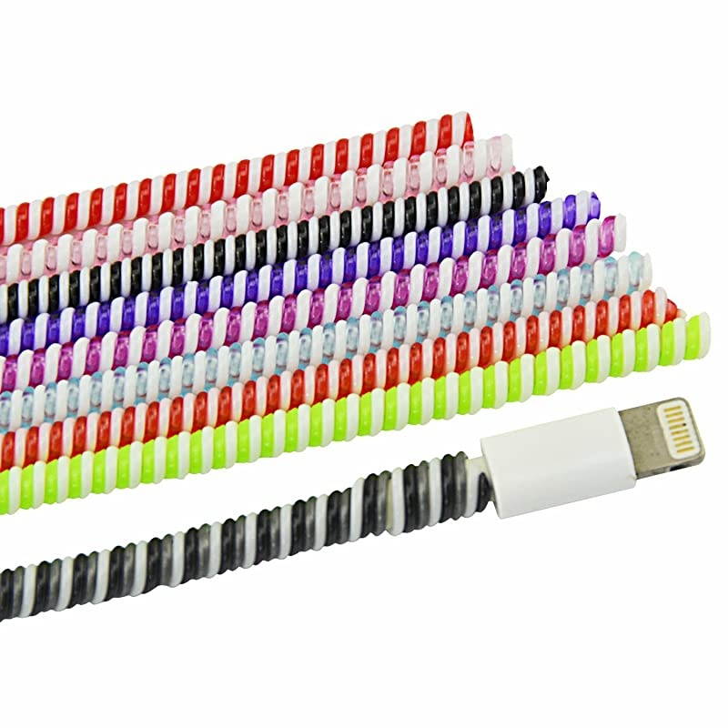 Cable Protector Wire Repair Pet Cord Protector Headphone Saver 8 Pc Spiral Cable Strain Relief Cable Wrap Tube Charger Cord Sleeve for iPhone Mac Lightning Cable USB Date Cable39ftpc