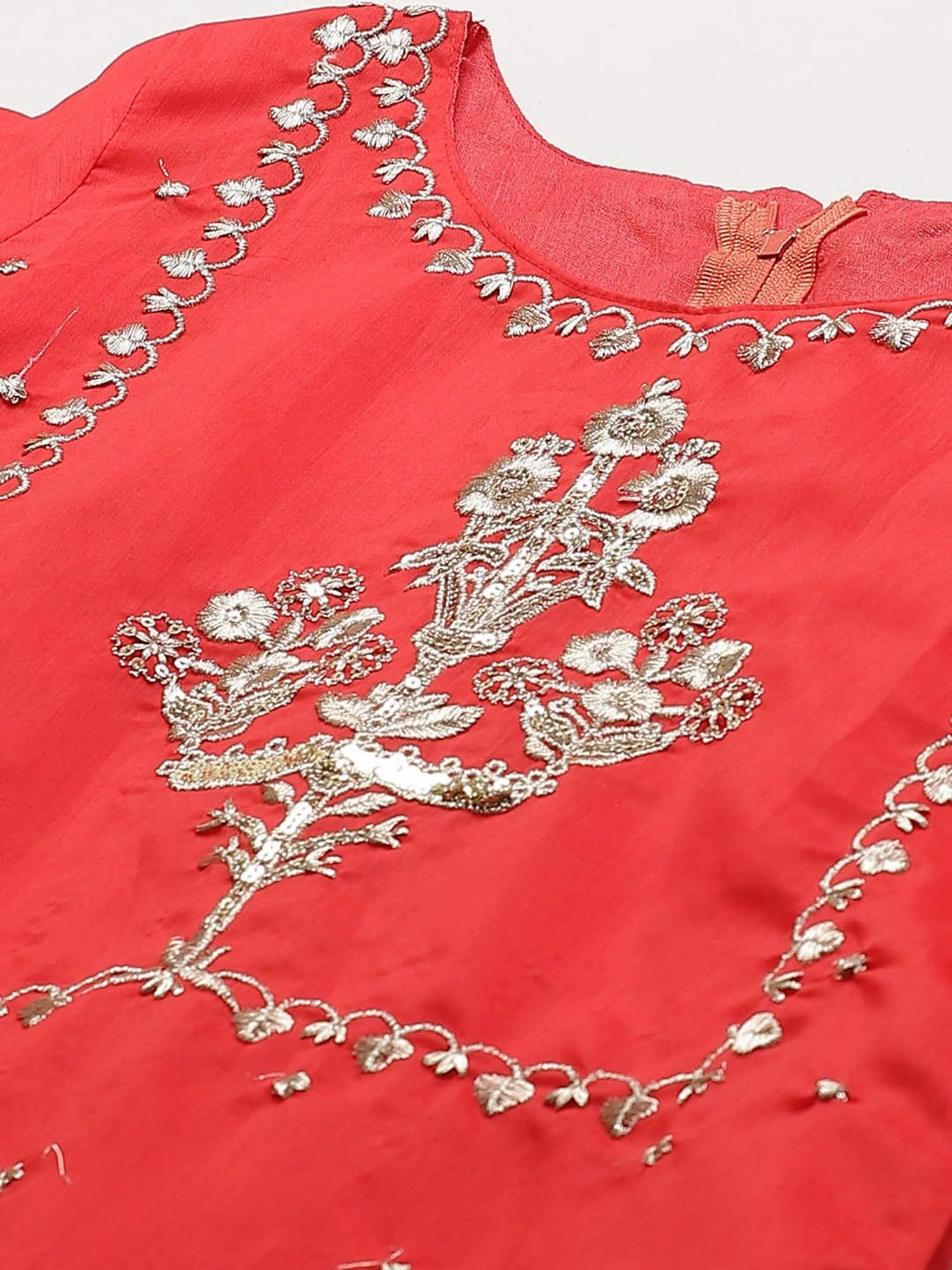 Saree Mall Red Embroidered Unstitched Dress Material