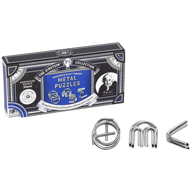 Professor Puzzle The Einstein Collection E=Mc2 Metal Brain Teaser Puzzle 3 Piece Set