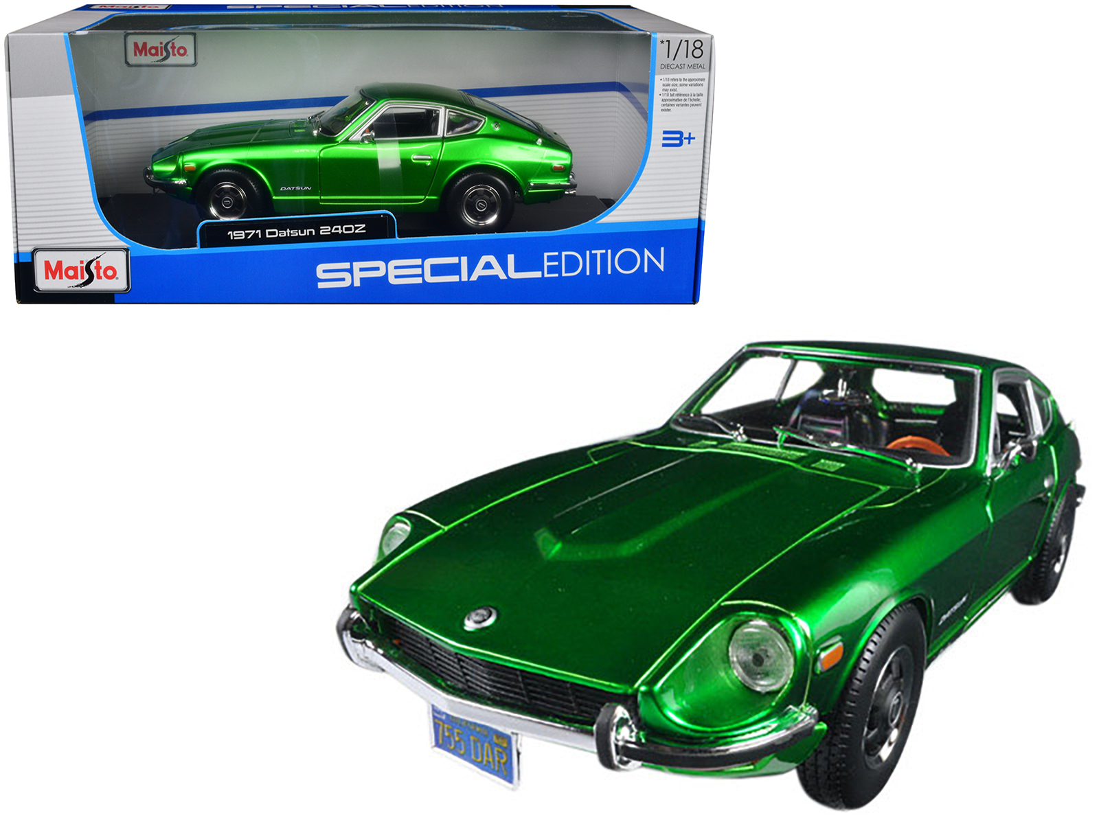 1972 Datsun 240Z Purple with Dark Gray Hood 1/64 Diecast Model Car by Muscle Machines