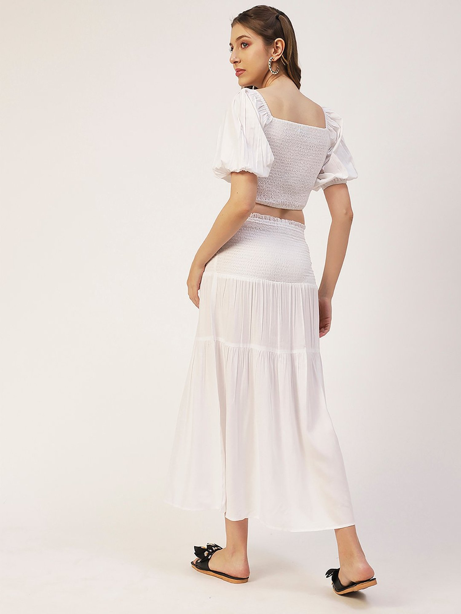Moomaya White Midi Skirt