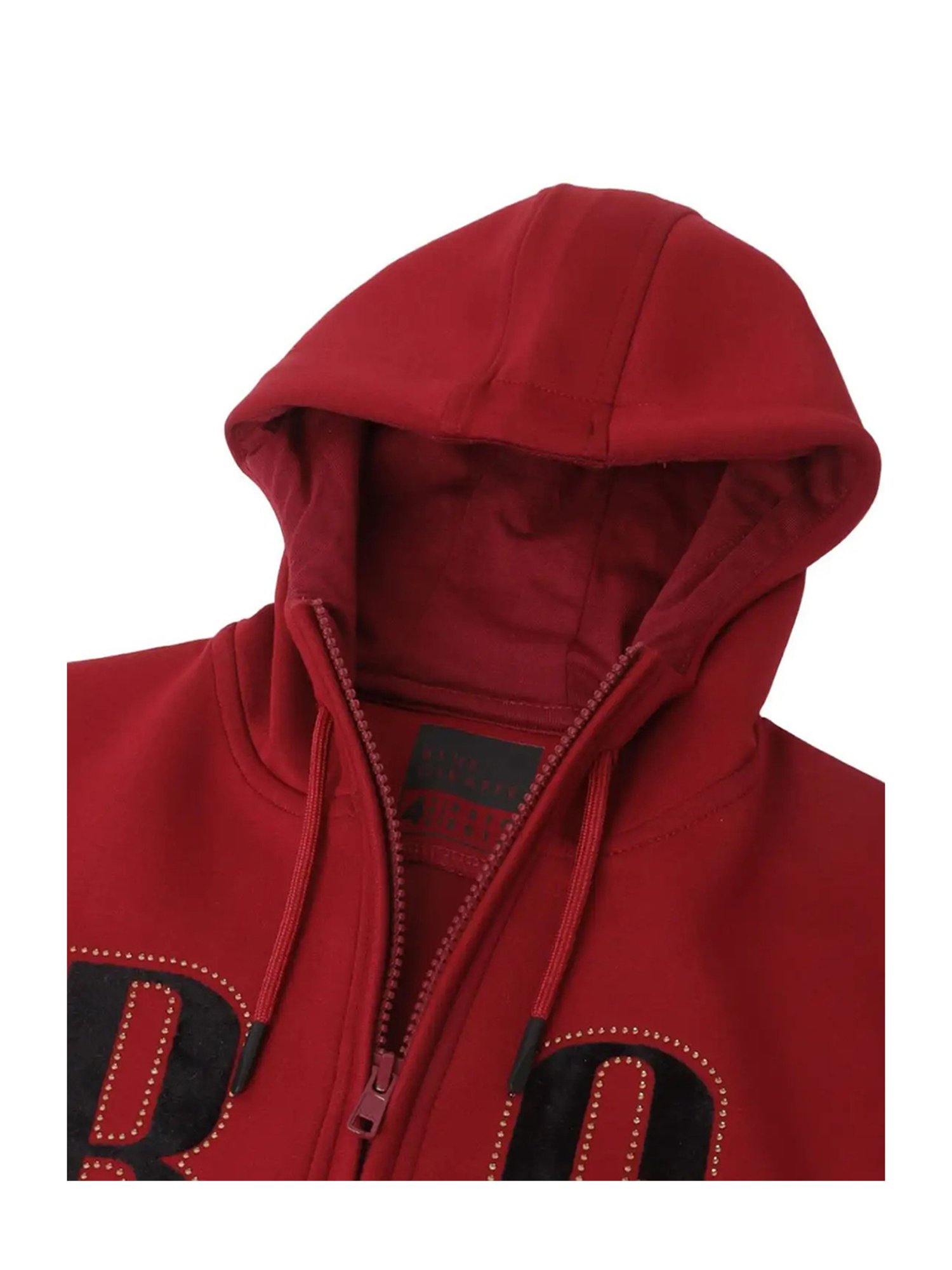 Blue Giraffe Kids Red Printed Full Sleeves Hoodie