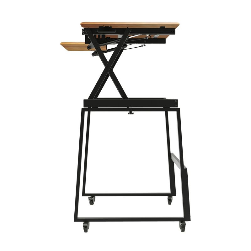 40" Mobile Large Adjustable Height Standing Desk Teak Wood Grain - Rocelco