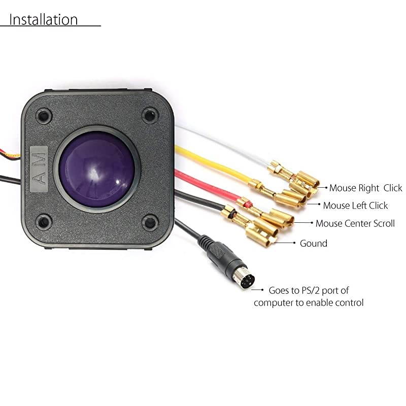 2 14 Inch 225quot Purple Ball PS2 PCB Connector Arcade Trackball Mouse for Jamma MAME Arcade