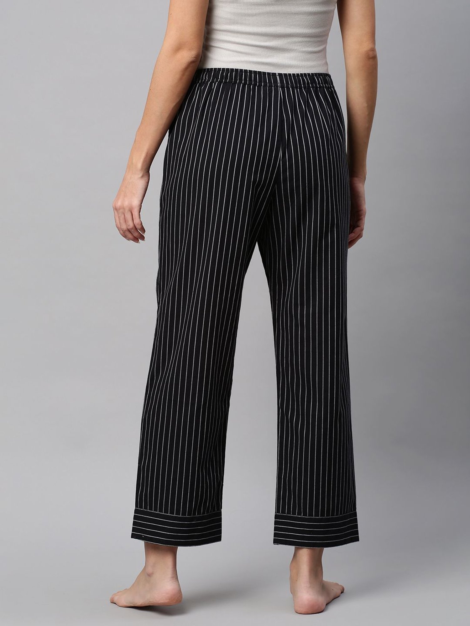 Chemistry Black Cotton Striped Pyjamas