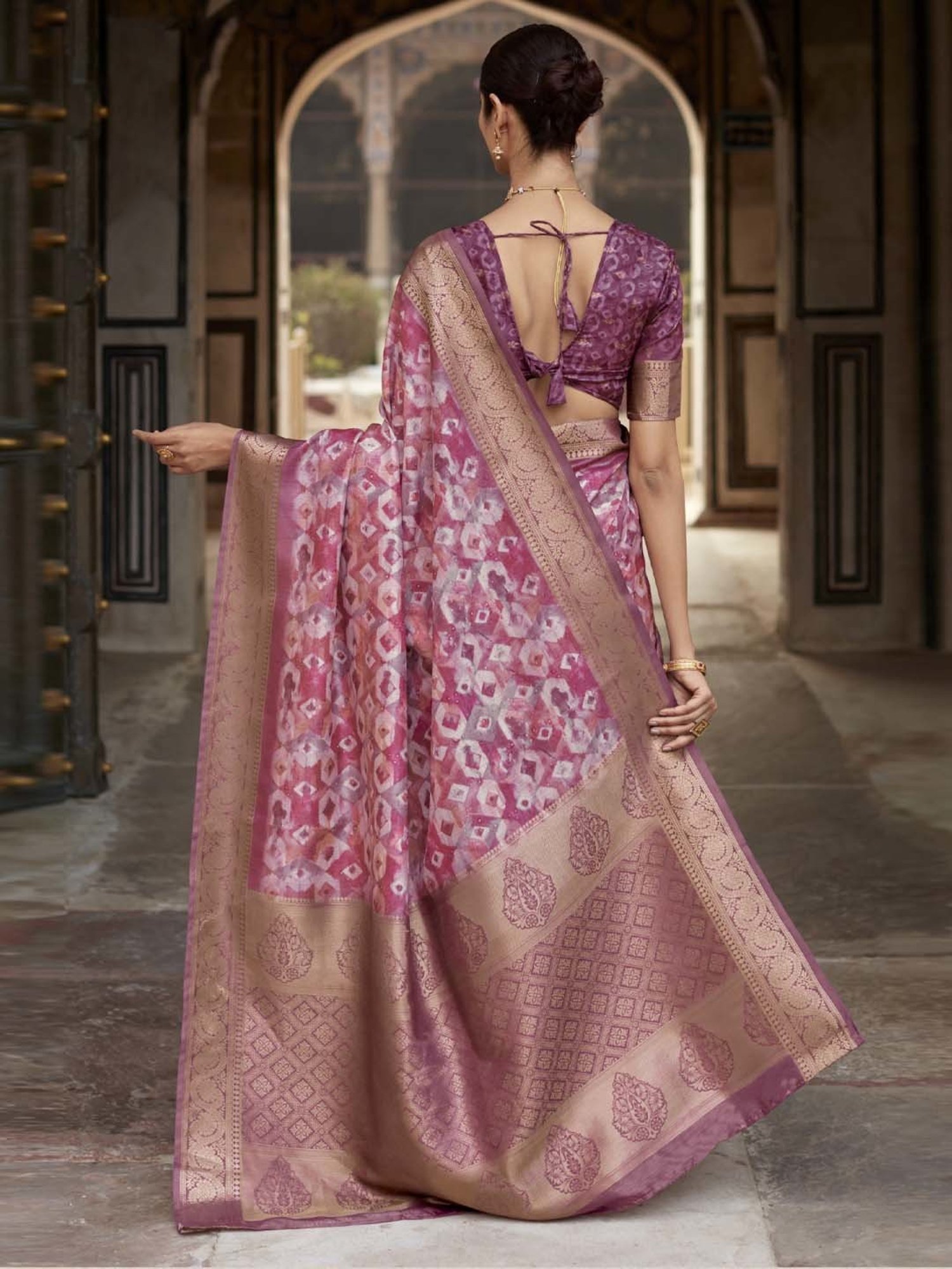 Saree Mall Purple Woven Saree With Unstitched Blouse