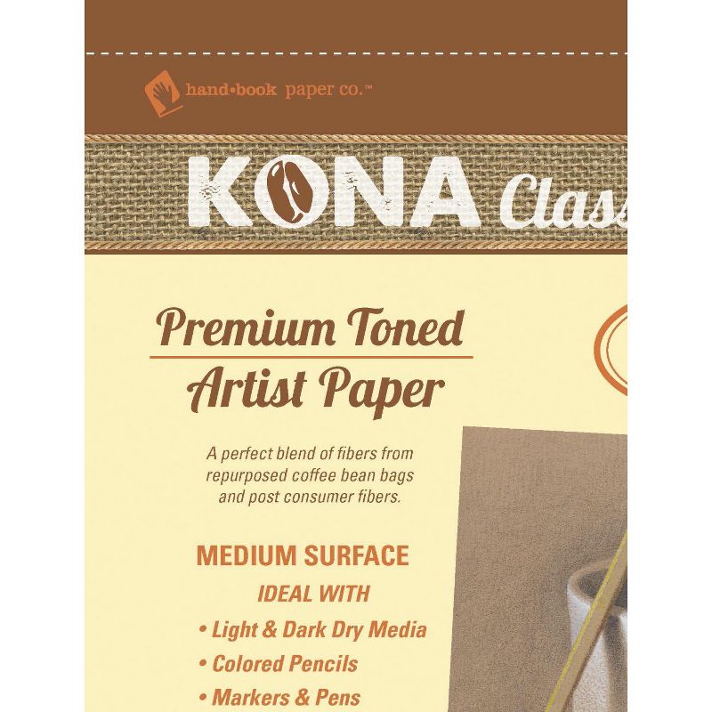 Folia Kona Toned Artist Drawing Pad, 8 x 10 Inches, Tan, 88 lb, 36 Sheets