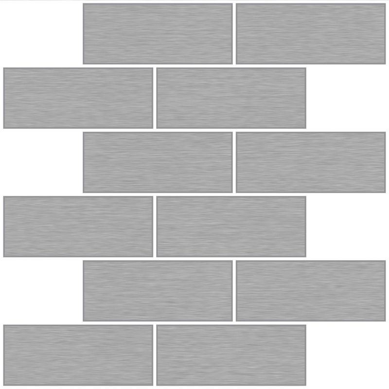 Brewster Metro Brushed Peel & Stick Backsplash Tile Wallpaper Silver