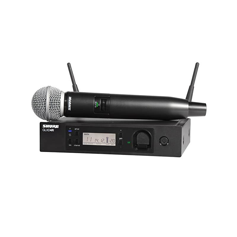GLXD24R/SM58 Rechargeable Digital Wireless Microphone System with GLXD4R Rack Mount Receiver and GLXD2 Handheld Transmitter with SM58 Vocal Mic Capsule
