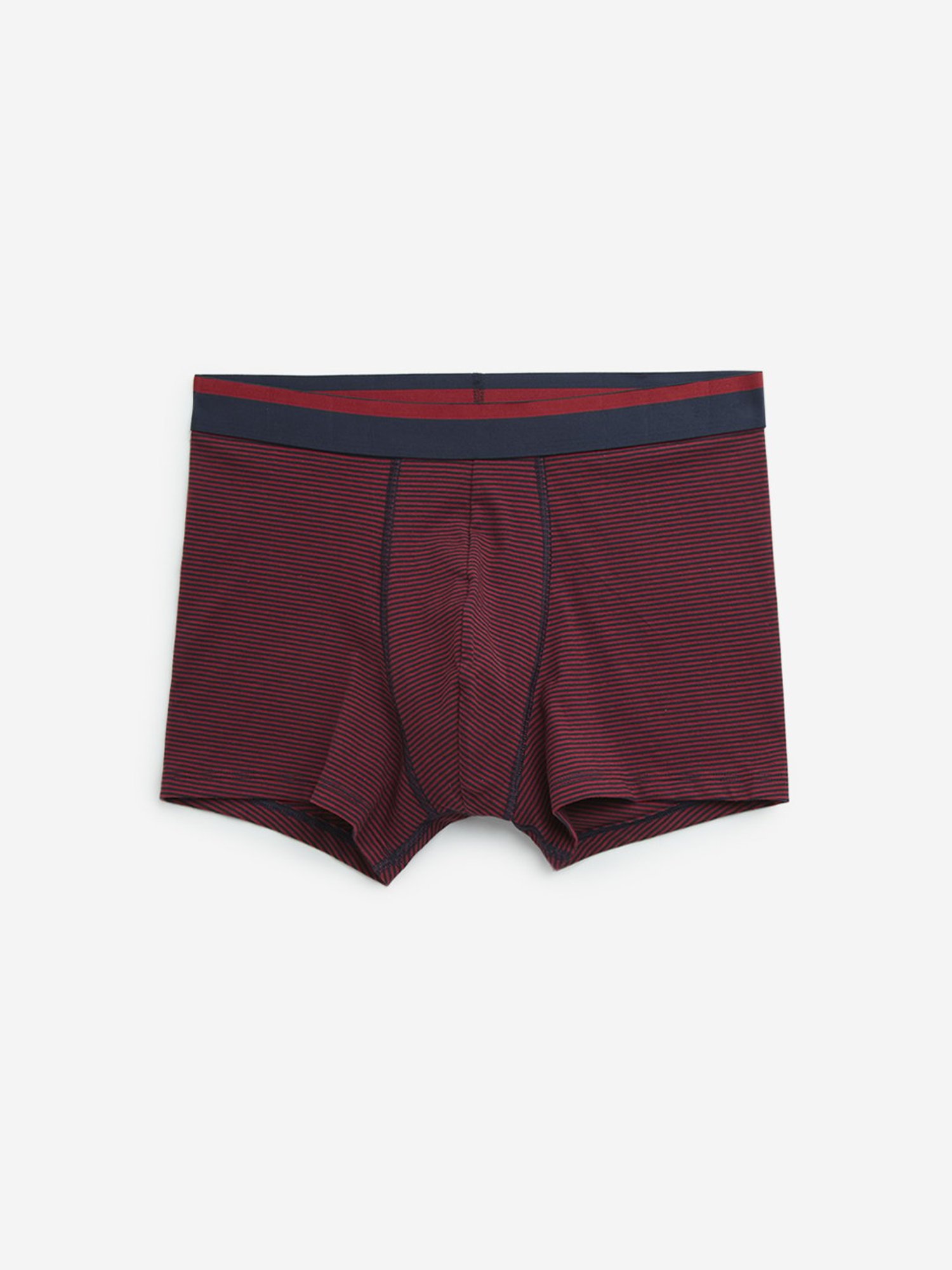 WES Lounge by Westside Red Striped Cotton Blend Trunks - Pack of 3