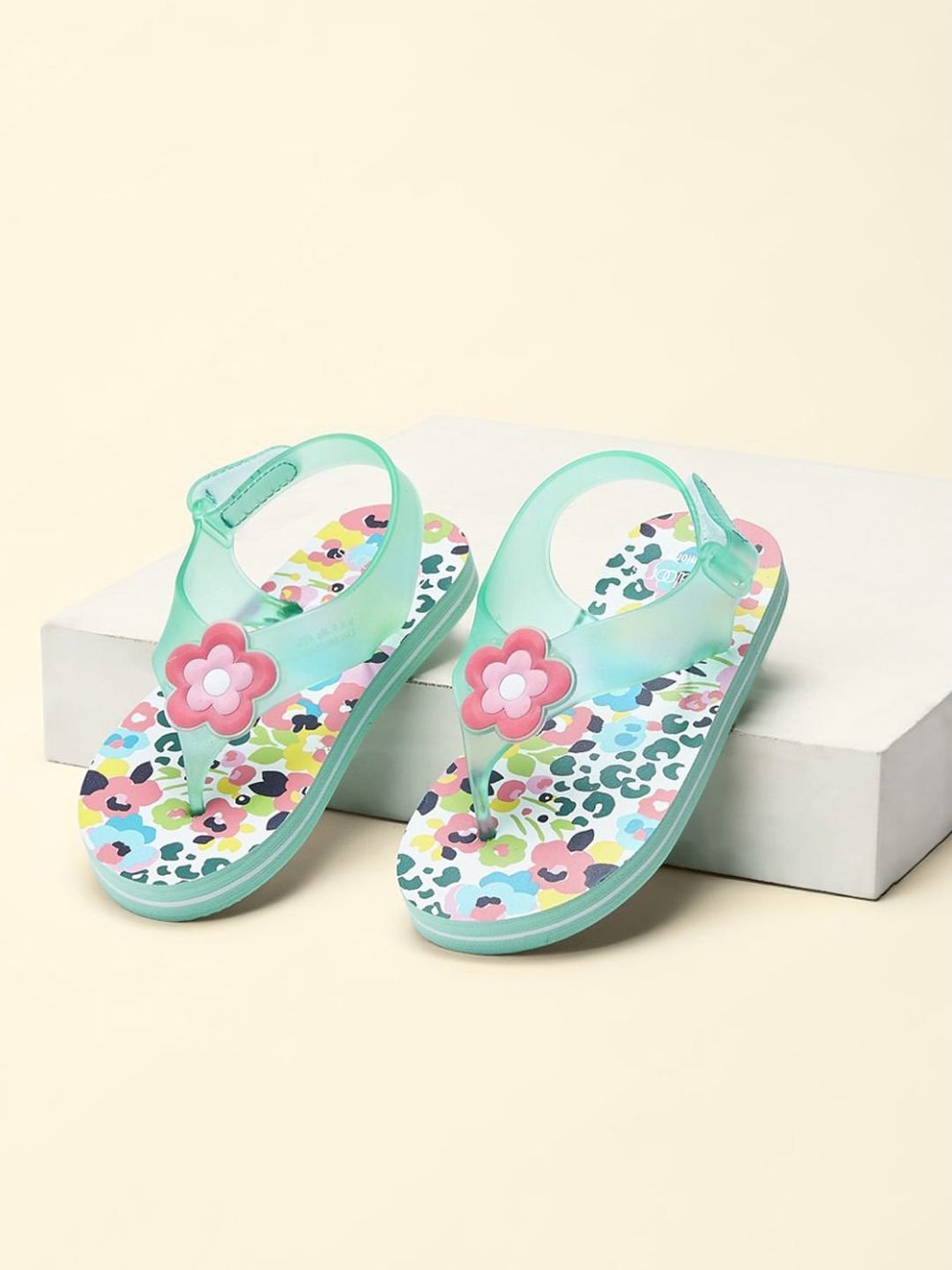Pantaloons Junior Green & Pink Flip Flops