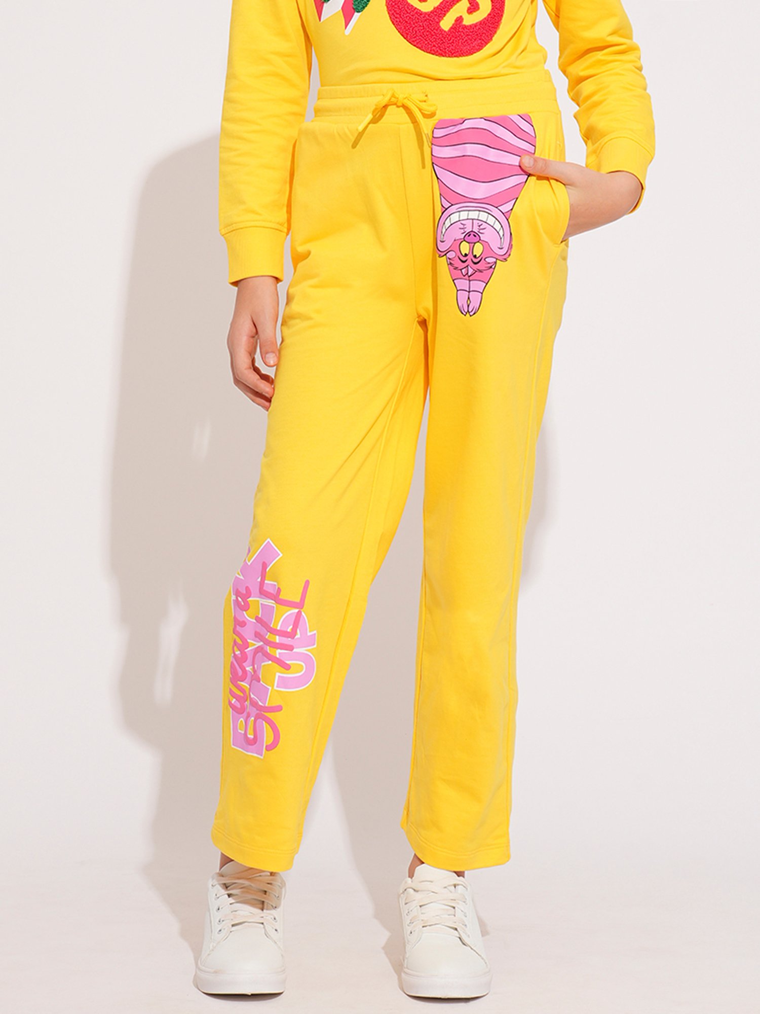 VERO MODA GIRL Kids Daffodil Cotton Graphic Trackpants