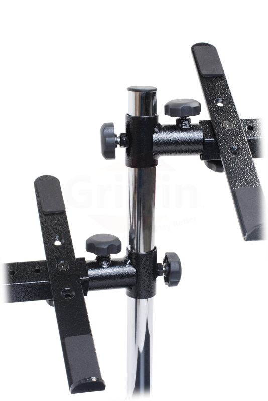 Double DJ Laptop Stand by FAT TOAD | 2 Tier PC Table Holder | Portable Computer Clamp Equipment Rack with Duel Mounts for Music Studio Mixers, Controllers, Monitors, CD Player & Disc Jockey Booth Gear