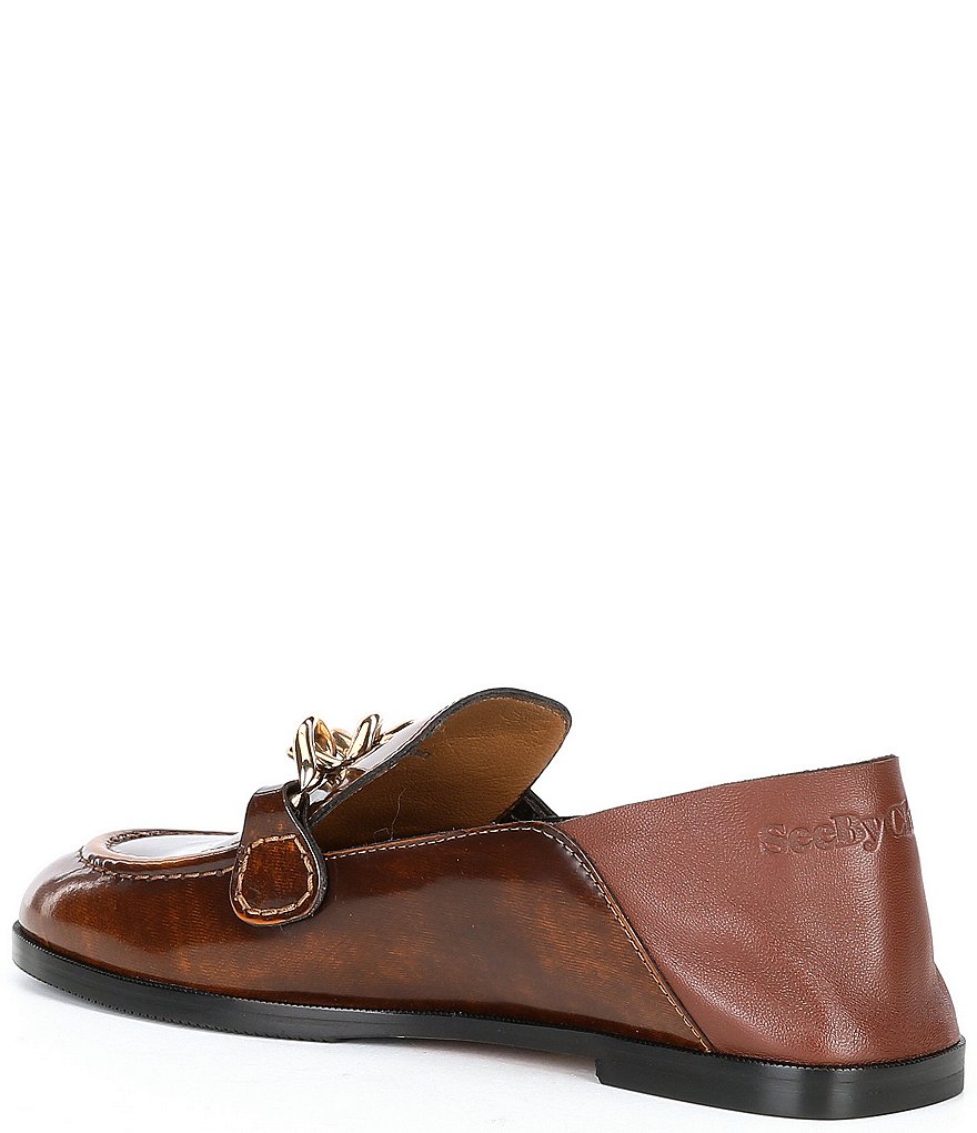 See by Chloe Mahe Leather Chain Detail Loafers
