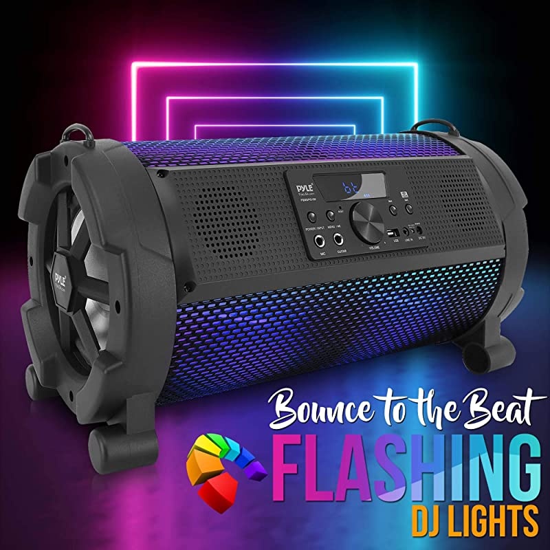 Wireless Portable Bluetooth Boombox Speaker 500W 21Ch Rechargeable Boom Box Speaker Portable Barrel Loud Stereo System with Flashing LED Digital LCD Display AUX USB 14quot Mic IN  PBMSPG180