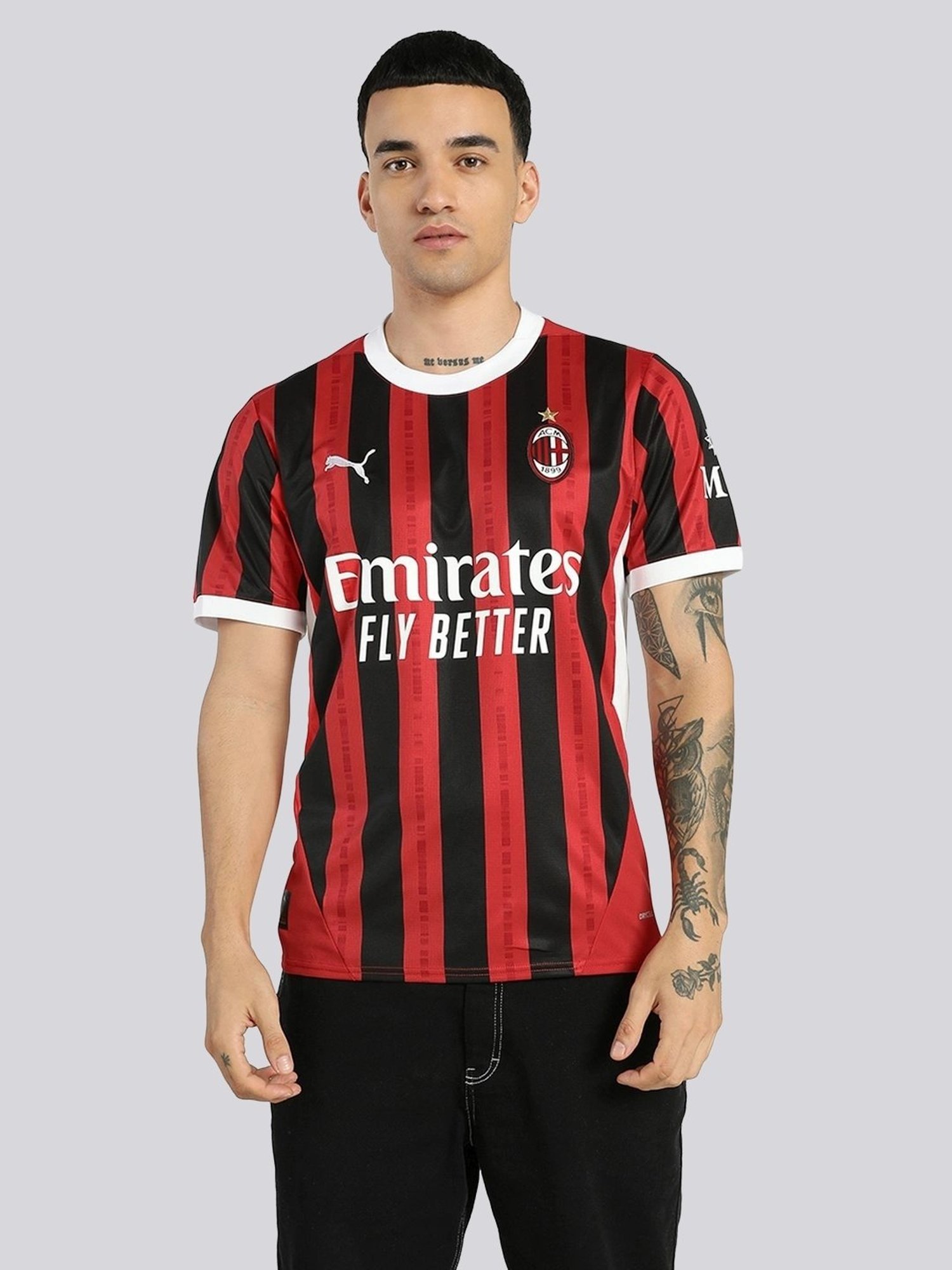 Puma AC Milan Red Regular Fit Printed Sports T-Shirt