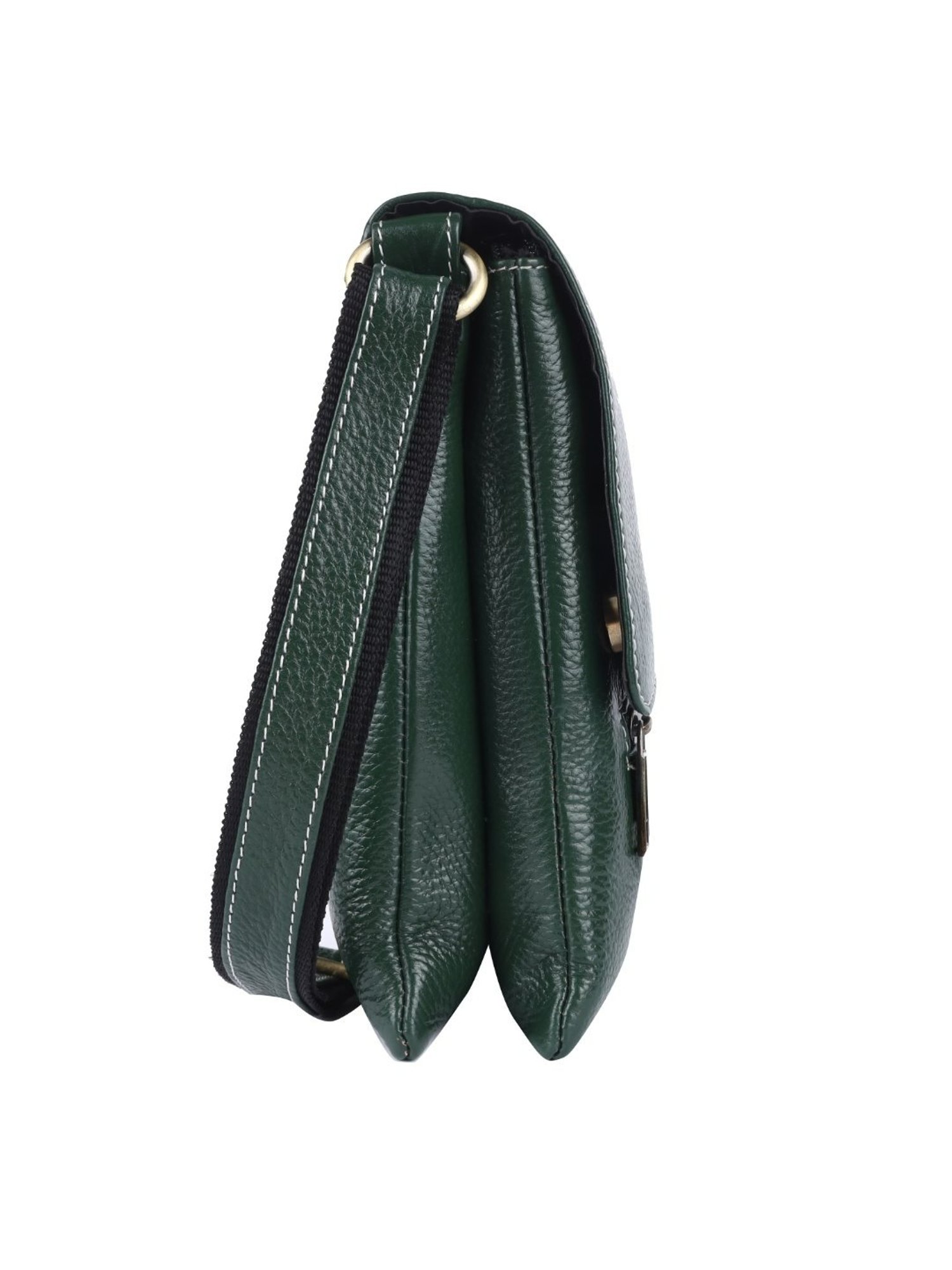 HiLEDER Green Textured Small Leather 8 inch Cross Body Bag