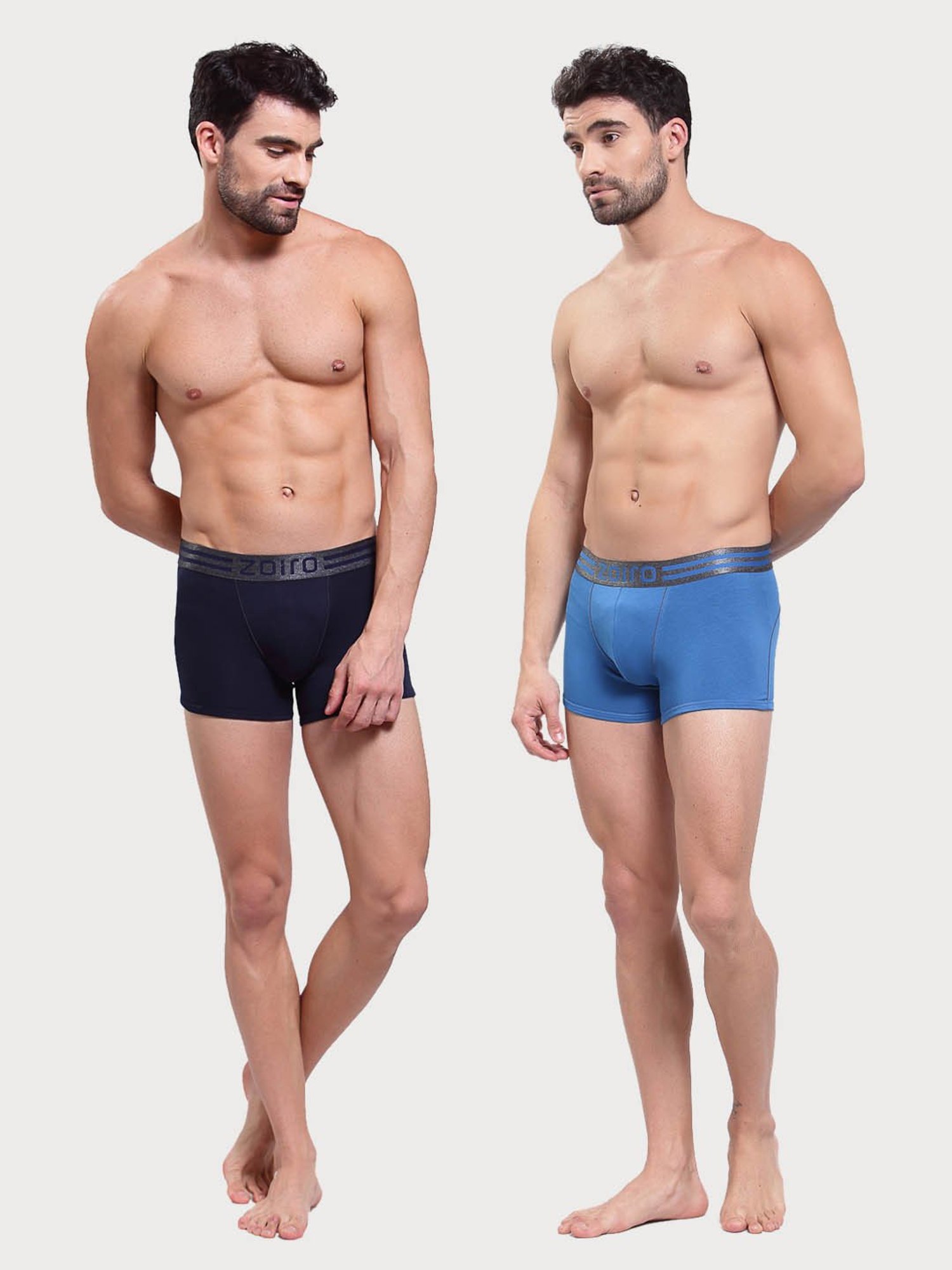 Zoiro Sky Diver & Navy Regular Fit Trunks - Pack Of 2