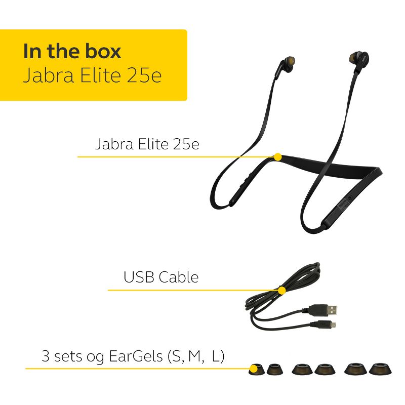 Jabra Elite 25e Wireless Bluetooth Earbuds for Music and Calls Black
