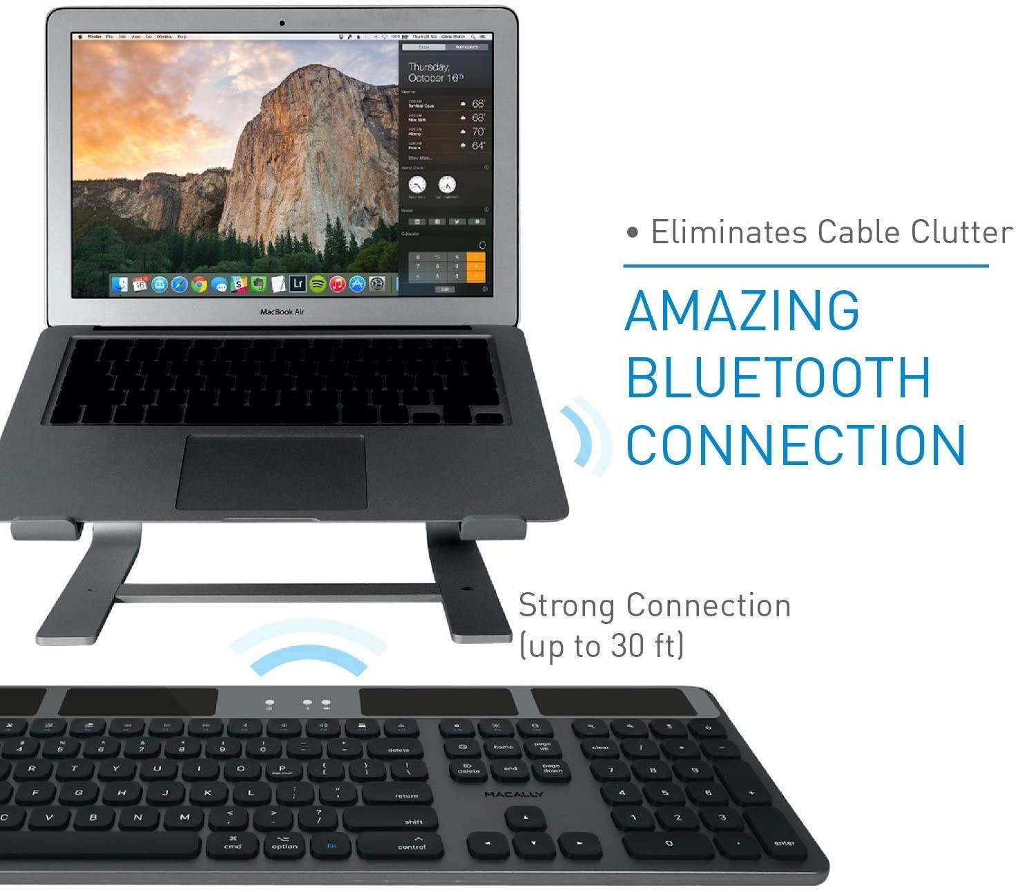 Macally Bluetooth Wireless Solar Keyboard for Mac and a Wireless Bluetooth Mouse, Ultimate Additions to Your Work Place