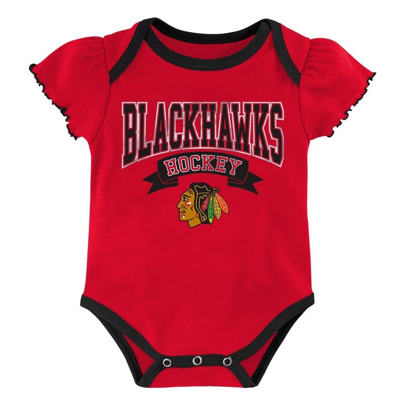 NHL Chicago Blackhawks Girls' Winning Goal Bodysuit Set 3pk - 3-6M