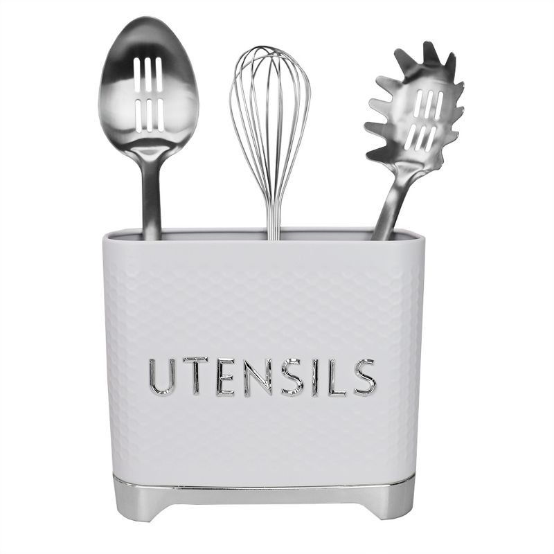 Michael Graves Design Soho High Capacity Tin Utensil Holder, White