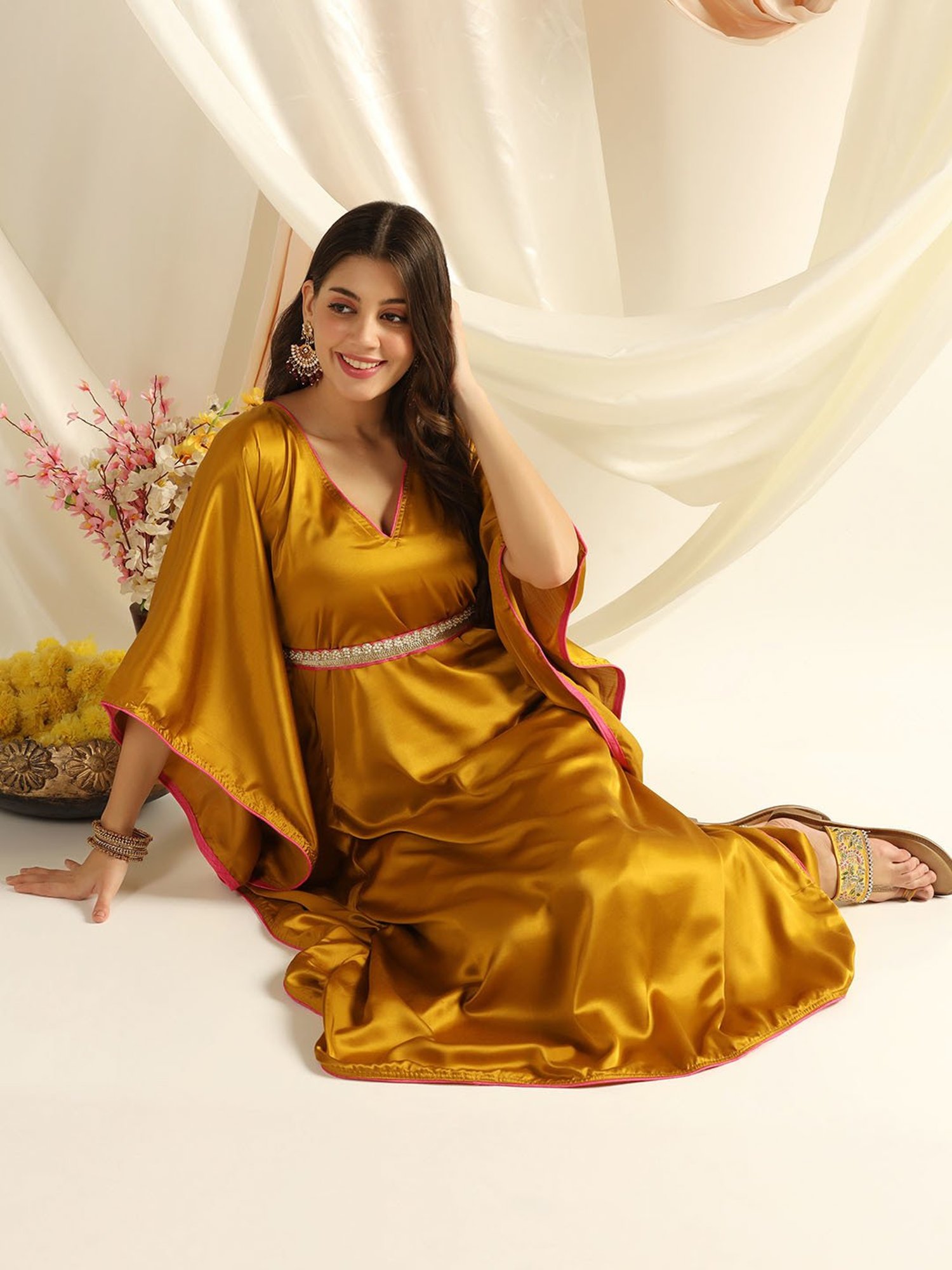 SHADES OF FAASHION Gold Straight Kaftan Kurta