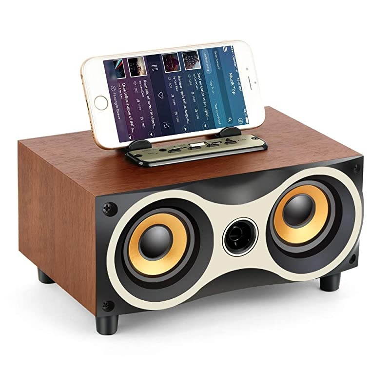 Desktop Wooden Wireless Bluetooth Portable Speaker with HD Sound and Bass Support Mobile Phone Stand USB TF Card FM Radio OwlShaped Speakers for Camping Biking Partying Travel