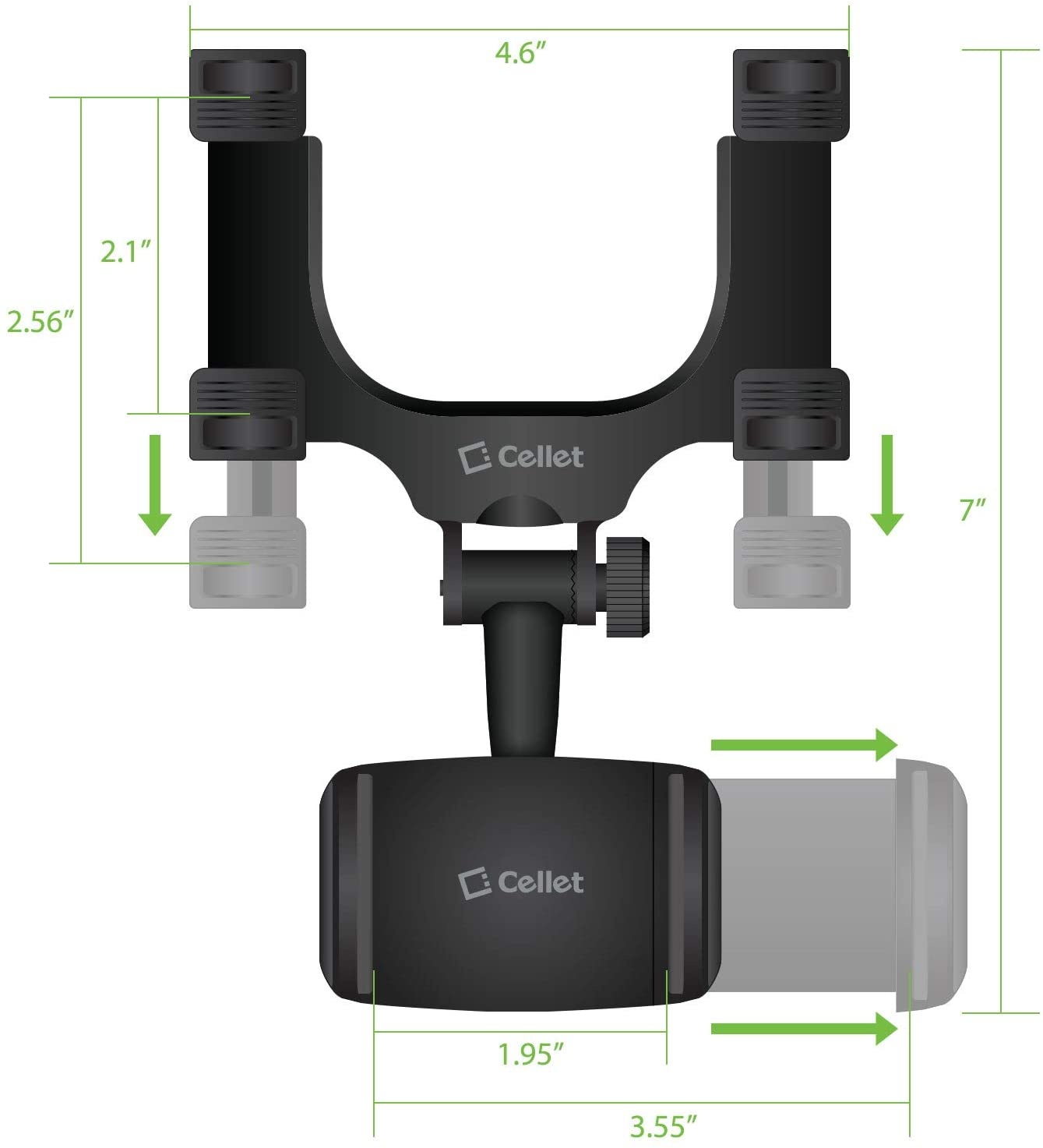 Cellet Vehicle Rear View Mirror Phone Holder Mount Universal Smartphone Cradle Compatible to iPhone 11/11 Pro Xr Xs Max X 8 Plus Note 10 9 Galaxy S20 S20+ 5G S10 Plus S9 S8 Google Pixel 4 3 XL GPS LG