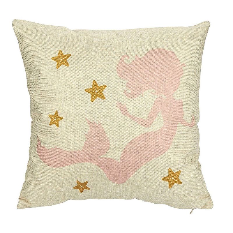 Juvale Set of 4 Pastel Scallop & Mermaid Couch Throw Pillow Cases Cushion Covers 17 x 17, Pink & Blue