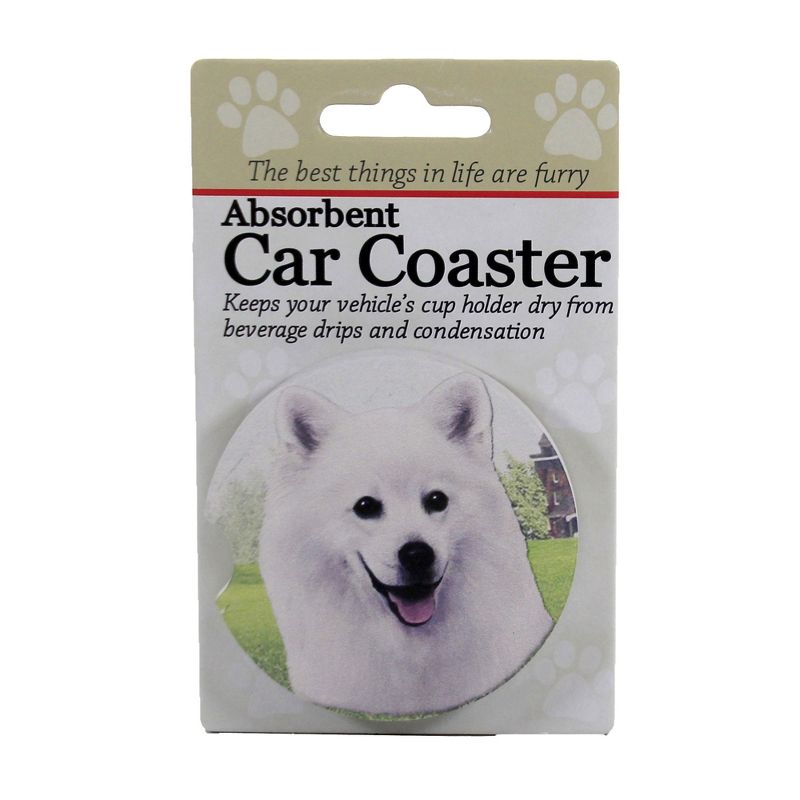 Car Coaster 2.5" American Eskimo Car Coaster Absorbant E & S Pet  -  Coasters