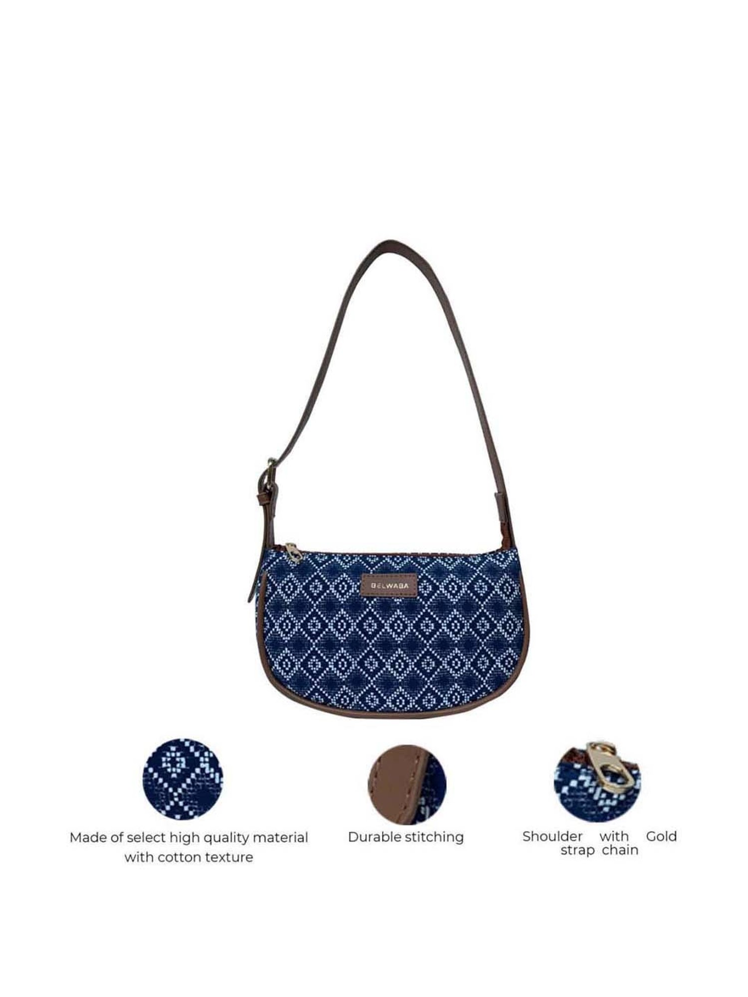 BELWABA Blue Printed Small Shoulder Bag